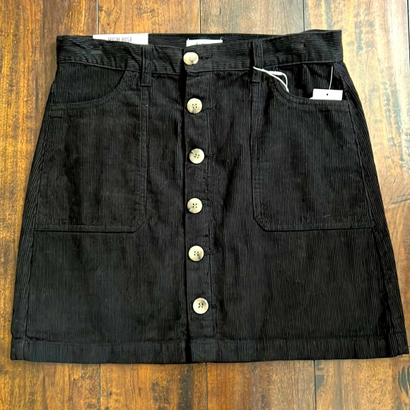 NWT - Kensie High Rise Fine Wale Cord Skirt with Button Detail - Picture 2 of 11